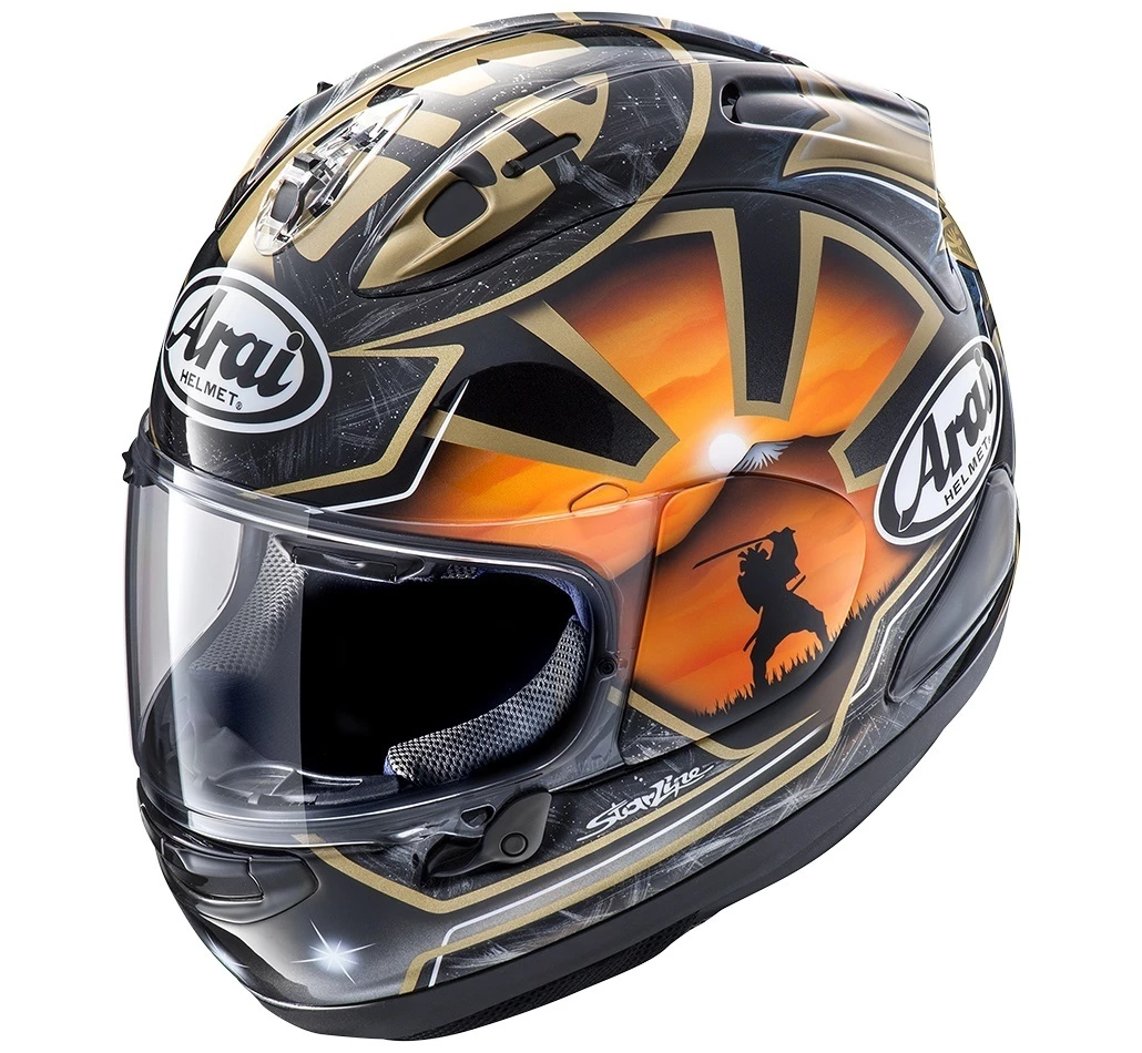 Brand new ???? Arai RX-7V Pedrosa Spirit Helmet - Gold - L ???? 3 Brand new ???? Arai RX-7V Pedrosa Spirit Helmet - Gold - L ????