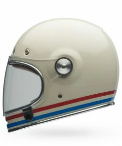 Best Sale π Bell Bullitt Rally Stripes Helmet - Pearl White/Red/Blue - M π§¨